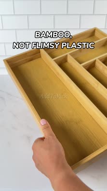 Bamboo expandable kitchen drawer organizer